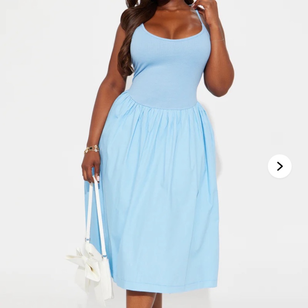 Light Blue Sleeveless Midi Dress